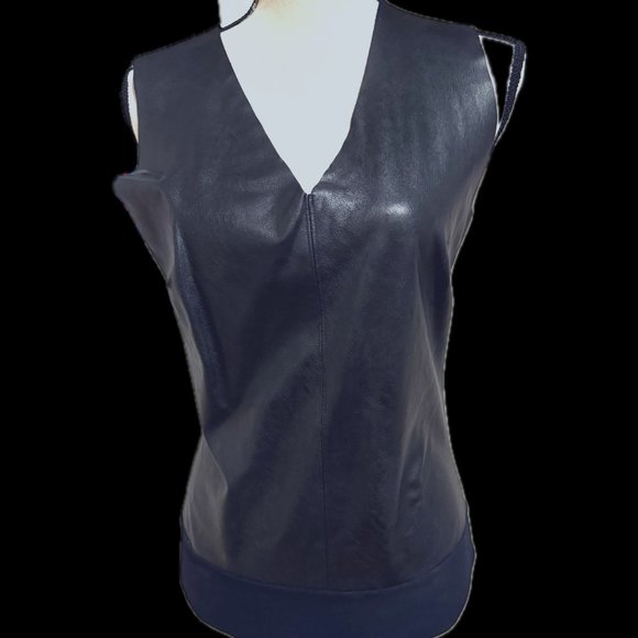 Comando Faux Leather V-Neck Bodysuit - Size L - Picture 2 of 4